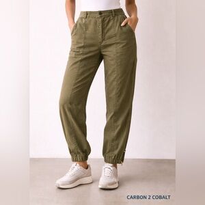 Carbon 2 Cobalt Effortlessly Cool Utility Zip Jogger Pants Olive HEMP medium